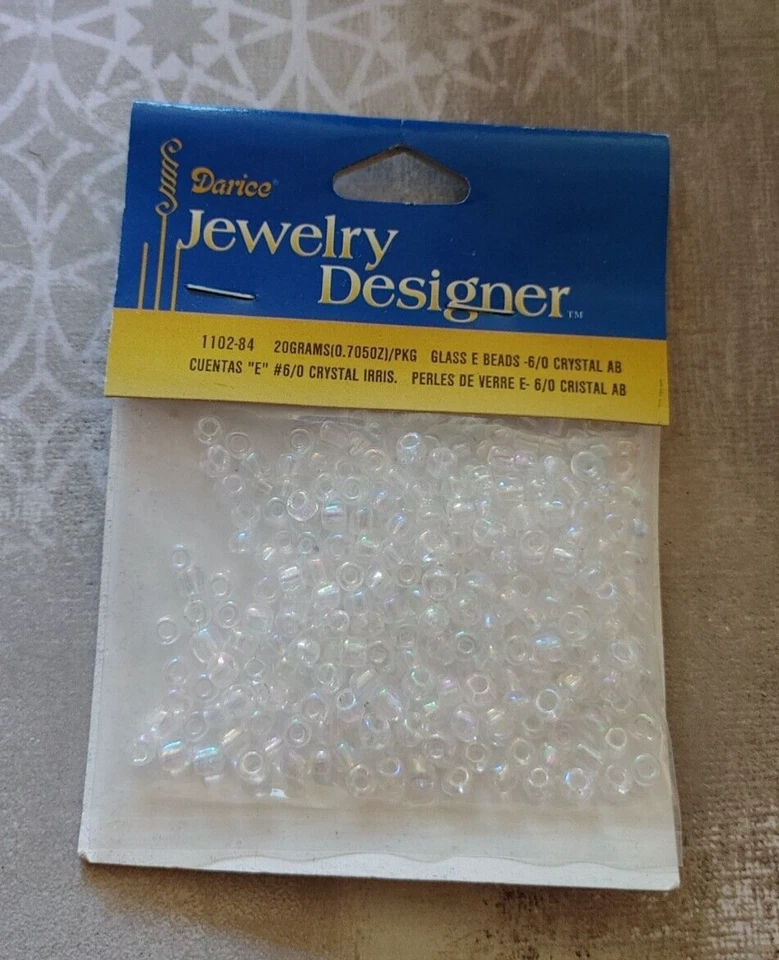 Cuentas de vidrio transparente AB iris blanco talla 6/E vintage sin usar stock antiguo 4 mm Darice Foto 1 de 4