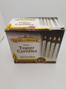White Taper Candles - Set of 60 Dripless Smokeless Candles - 4 inch Tall