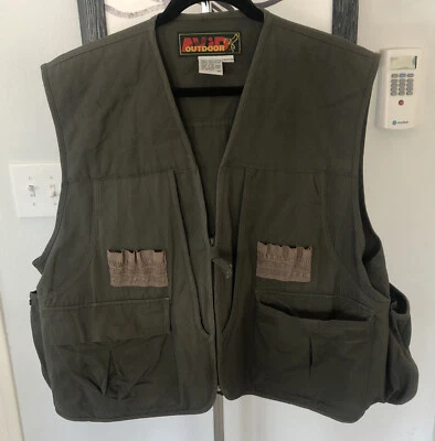 vintage Avid Outdoor Green Gray Shooting Vest Hunting Mens XL (46-48) - Image 1 of 4