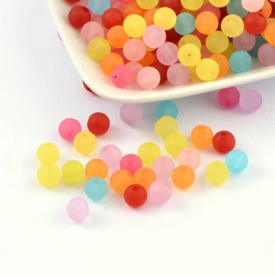 200 Pcs 8mm Mixed Transparent Round Frosted Acrylic Ball Beads Crafts Hole 2mm  - Image 1 of 4