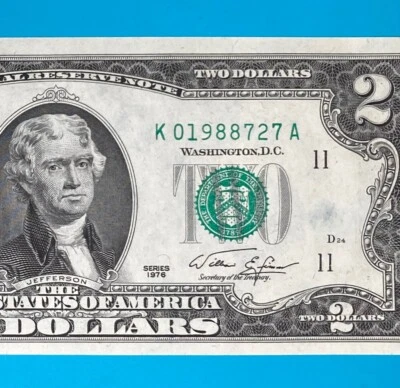 1988 July 27 (K 01988727 A) BIRTHDAY $2 Two Dollar Bill 1976 Series (_1988/7/27) - Image 1 of 4