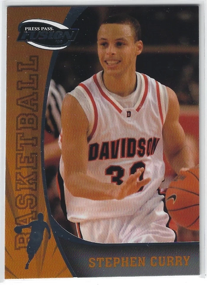 STEPHEN CURRY GOLDEN STATE WARRIORS DAVIDSON WILDCATS PRESS PASS FUSION CARD - Image 1 of 1