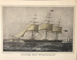 Clipper Ship Nightingale Currier and Ives Print Reprinted in 1952 - Picture 1 of 2