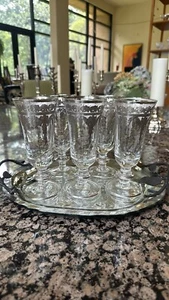 Arte Italica VIETRO SILVER Water Goblet Rim Paint Wear FLAWS READ Set Of 5. - Picture 1 of 10