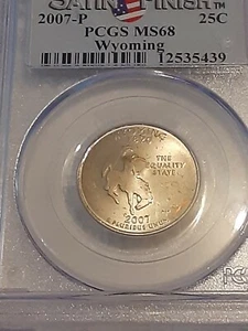 2007-P Wyoming State Washington Quarter PCGS MS68 Satin Finish - Picture 1 of 4