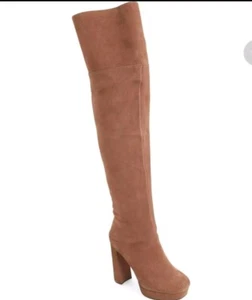 Jeffrey Campbell Destino Brown Suede Over the Knee Platform Boots SZ 8 - Picture 1 of 2