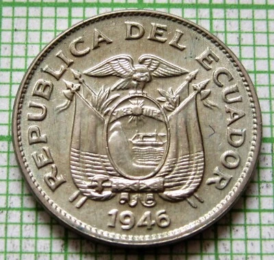 ECUADOR 1946 5 CENTAVOS, UNC tipo un año - 1 moneda - ECUADOR 1946 5 CENTAVOS Foto 1 de 4