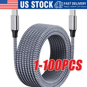 60W USB-C to USB-C Cable Fast Charger lot PD Nylon Cord iPhone 16 15 Pro Samsung - Picture 1 of 18