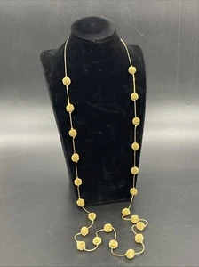 Monet Vintage lange ausgefallene flache Kette goldfarben Halskette signiert Kugeln 91 cm - Bild 1 von 6