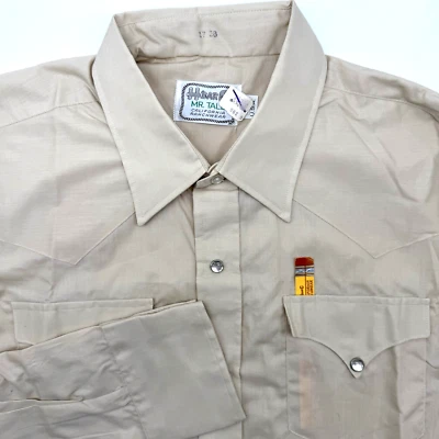 H Bar C Mr. Tall Men's Long Sleeve Pearl Snap Cream 17-38 Western Cowboy NWT - Image 1 of 4