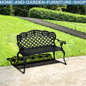 Vintage Metal Bench Cast Aluminium 2 Seater Love Seat French Garden Furniture - Picture 1 of 16