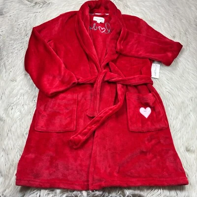 Новый с Ярлыками Laura Ashley женщин L XL красный любовь сердце вышитый флисовый халат Валентина - Изображение 1 из 4