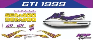 SEADOO GTI 1999 Graphics / Decal / Sticker Kit purple and yellow - Picture 1 of 2