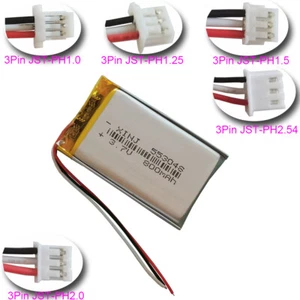3.7V 800mAh 2.96Wh Li-Polymer 3-Wires Thermistor Li Battery 553048 JST 3Pin Plug - Picture 1 of 13