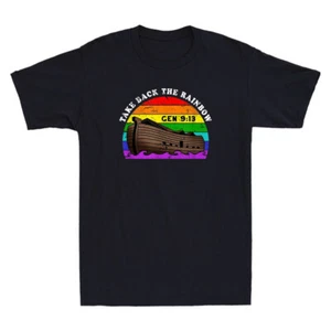 Noah's Ark Genesis 9:13 Taking Take Back The Rainbow Funny Vintage Men's T-Shirt - Picture 1 of 8