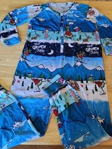 USED Girls' Size Medium (10)The Grinch Justice Sleep One Piece Blue Soft Fleece - Picture 1 of 16