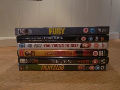 Brad Pitt DVD Bundle – Seven, Fury, Fight Club, Legends Of The Fall, Jesse James - Image 1 of 2
