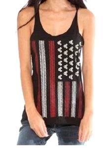 DISNEY RN 55219 - Camiseta Negra Mickey Mouse/Bandera Americana Espalda Corredora Juniors: PEQUEÑA - Imagen 1 de 6