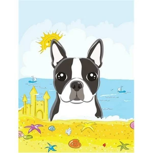 Carolines Treasures BB2071CHF Boston Terrier Summer Beach Canvas House Flag - Picture 1 of 1