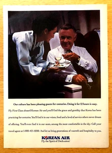 KOREAN AIR LINES KAL—FIRST CLASS CHAMPAGNE SERVICE—VINTAGE 1980s MAGAZINE AD - Picture 1 of 1