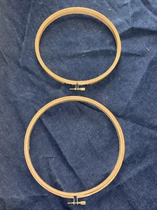 2 Lot Of New 7” Inch Wooden Round Hoop Cross Stitch Embroidery Needlepoint Screw - Picture 1 of 6