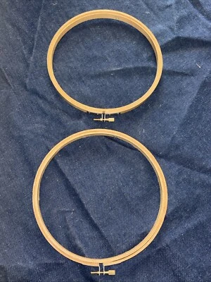 2 Lot Of New 7” Inch Wooden Round Hoop Cross Stitch Embroidery Needlepoint Screw - Image 1 of 4