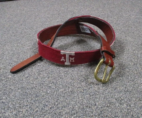 Smathers & Branson Belt Mens 30 Red Texas A&M Aggies Needlepoint Golf Gear Cover