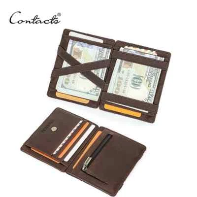 Men RFID Genuine Leather Magic Wallet Purse Money Clip Coin 9 Credit Card Holder - Image 1 of 4