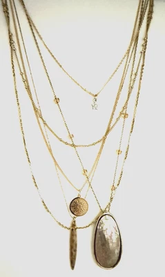 Lot of 6 Stackable Gold Tone Pendants Chains Necklaces 5/6 Signed LC Avon - Image 1 of 4