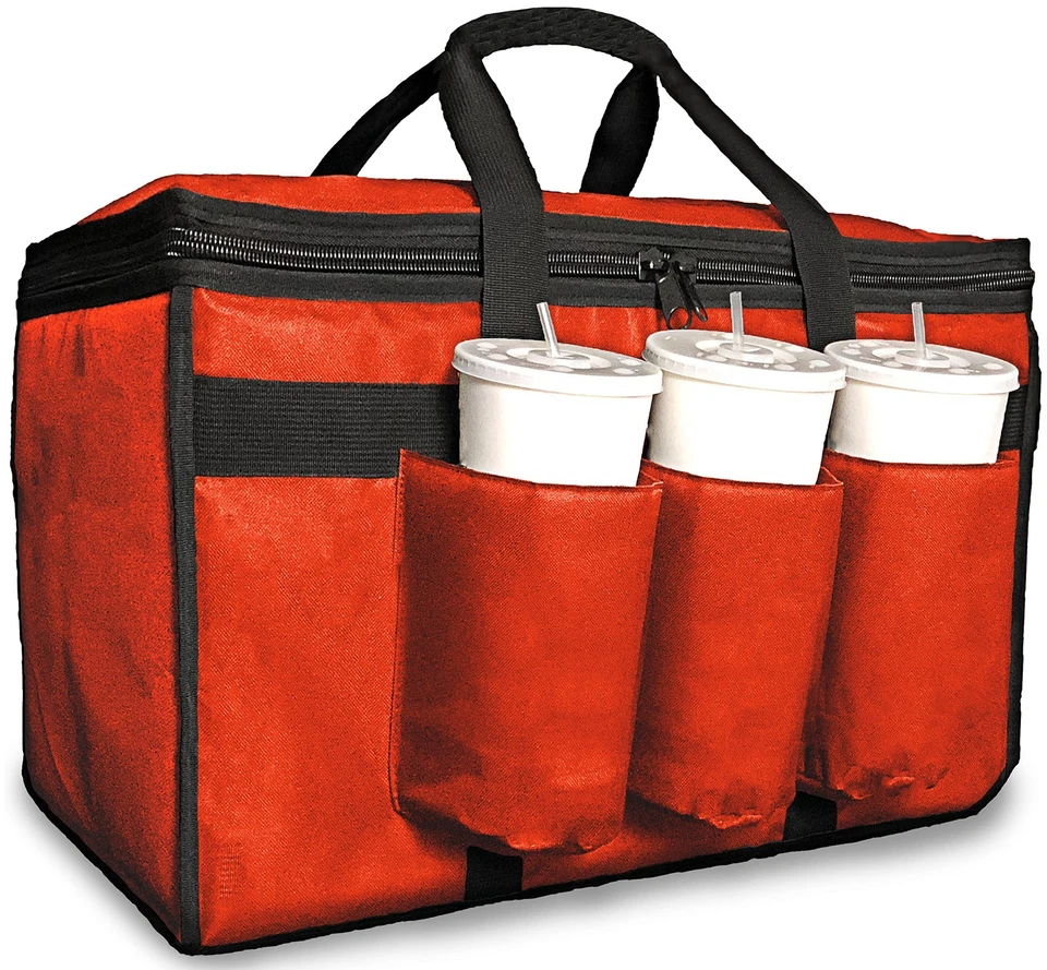 FRESHIE Insulated Food Delivery Bag with Cup Holders/Drink Carriers for