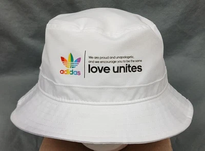 Adidas Originals Trefoil Pride Bucket Hat White One Size FLAW - Image 1 of 4