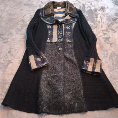 Sioni Ruffle Duster Cardigan Sweater Jacket L Witchy Y2K Goth Fairy Grunge Long - Image 1 of 4