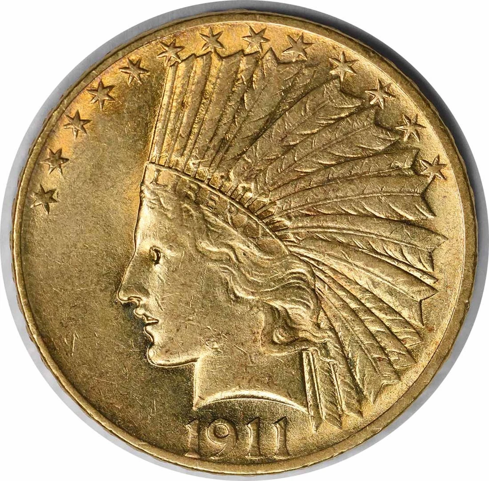 1911 $10 Gold Indian AU Slider não certificado #150 - Imagem 1 de 2