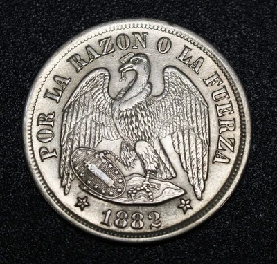 1882-So REPUBLICA DE CHILE UN PESO / Republic of Chile One Peso 90% Silver Coin - Image 1 of 4