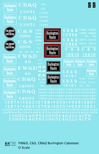 K4 O Scale Decals CB&Q FW&D, C&S Burlington Route Caboose White and Black - Picture 1 of 3
