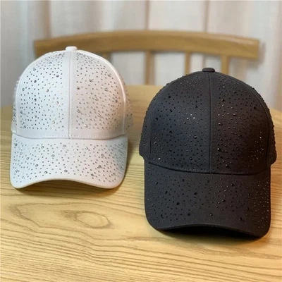New Luxury Bling Rhinestone Baseball Cap Snapback Hat Adjustable Unisex Fashion - Image 1 of 4