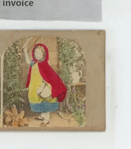 Little Red Riding Hood Tinted Early Stereoview c1860 - Picture 1 of 3