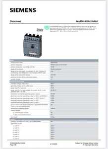 3VA6340-6HN41-0AAO Siemens Molded Case Circuit Breaker 400a 600v - Picture 1 of 6