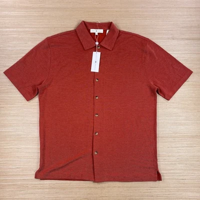 Camisa de Colección Joseph Abboud Para Hombres Mediana Roja Abotonada Polo Seda Mezcla de Algodón Años 90 Foto 1 de 4