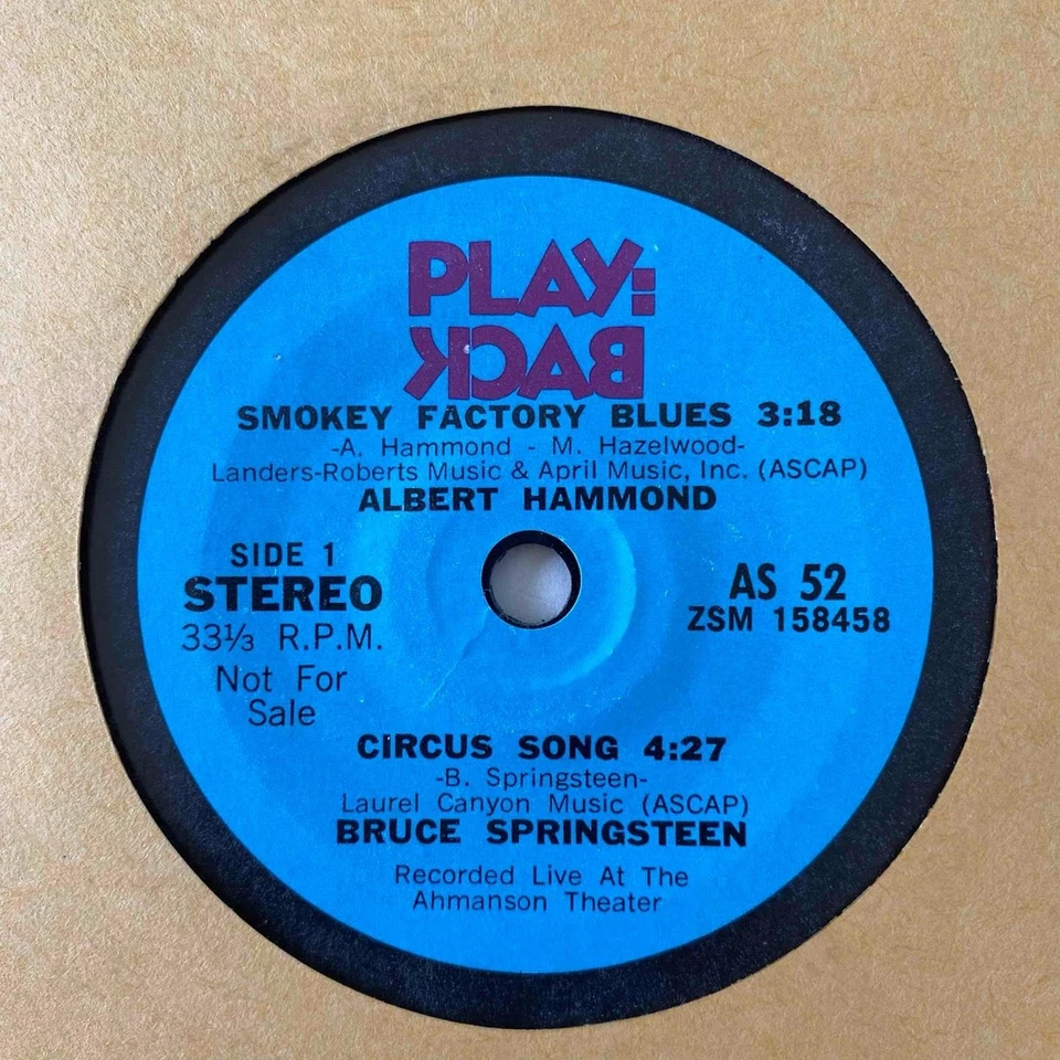 BRUCE SPRINGSTEEN 7" EP Circus Song Play:Back ALBERT HAMMOND, TAJ MAHAL, LOUDON - Image 1 of 1