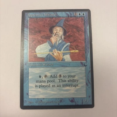 Apprentice Wizard LP The Dark MTG Dan Frazier 1994 English Blue Mana Dork - Image 1 of 4
