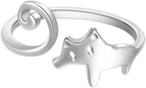 1 Silbernes Kätzchen - Ring - Verstellbar - Ein wundervolles Geschenk für Katzen - Bild 1 von 7