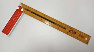 SQUADRA FALEGNAME ACCIAIO TEMPRATO VERNICIATA GIALLA ROSSA CM. 40 - Foto 1 di 9