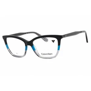 Calvin Klein Women's Eyeglasses Black/Blue/Grey Cat Eye Shape Frame CK23545 007 - Picture 1 of 2