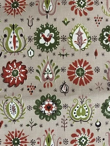 Vintage 70s Waverly Tyrol Fabric Light Mauve, Green, Orange Irreg 1.5 Yd X 4’ - Picture 1 of 5