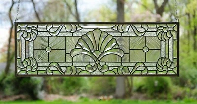Panel ventana biselado transparente vitral artesanal 36" x 12" Foto 1 de 4