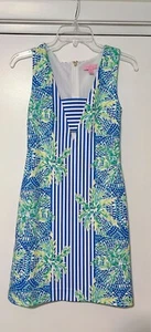 Lilly Pulitzer SZ XXS Chiara BLUE Stripe Bennett Tropic Dress cut-outs zip EUC - Picture 1 of 6