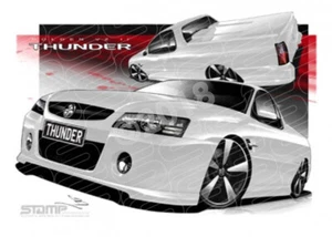 HOLDEN VZ II THUNDER SS UTE HERON WHITE A3 FRAMED PRINT (HC676) - Picture 1 of 1