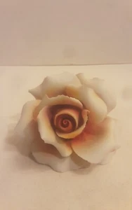 Vtg Capodimonte Fine Porcelain Peaches And Cream Rose Sculpture - Picture 1 of 9