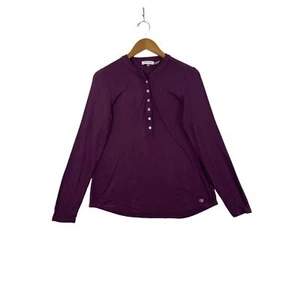 Calvin Klein Women's Burgundy Long Sleeve Henley Neck long sleeve shirt SZ/Sp - Picture 1 of 11